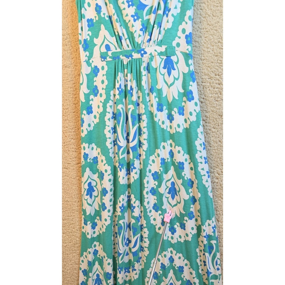 Boden Green Blue Floral Medallion Viscose Maxi Dress Sleeveless US 2R Resortwear - Picture 8 of 14